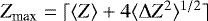Mathematical equation: $Z_{\textrm{max}} = \lceil \langle Z \rangle + 4\langle \Delta Z^2 \rangle^{1/2} \rceil$
