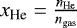 Mathematical equation: $x_{\textrm{He}} = \frac{n_{\textrm{He}}}{n_{\textrm{gas}}}$