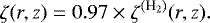 Mathematical equation: \begin{equation*}\zeta (r,z) = 0.97 \times \zeta^{(\textrm{H}_2)}(r,z).\end{equation*}