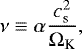 Mathematical equation: \begin{equation*}\nu \equiv \alpha \frac{c_{\textrm{s}}^{2}}{\Omega_{\textrm{K}}},\end{equation*}