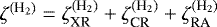 Mathematical equation: $\zeta^{(\textrm{H}_2)}= \zeta^{(\textrm{H}_2)}_{\textrm{XR}}+ \zeta^{(\textrm{H}_2)}_{\textrm{CR}}+ \zeta^{(\textrm{H}_2)}_{\textrm{RA}}$