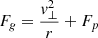 Mathematical equation: $ F_{\mathit{g}} = \frac{\mathit{v}_\perp^2}{r}+F_p $