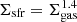 Mathematical equation: $ \Sigma_{\mathrm{sfr}} = \Sigma_{\mathrm{gas}}^{1.4} $