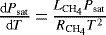 Mathematical equation: $\frac{\textrm{d}P_{\textrm{sat}}}{\textrm{d}T}\,{=}\,\frac{L_{\textrm{CH}_4}P_{\textrm{sat}}}{R_{\textrm{CH}_4}T^2}$