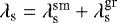 Mathematical equation: $\lambda_{\textrm{s}}=\lambda_{\textrm{s}}^{\textrm{sm}}+\lambda_{\textrm{s}}^{\textrm{gr}}$