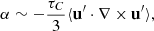 Mathematical equation: $$ \begin{aligned} \alpha \sim -\dfrac{\tau _C}{3} \langle \mathbf {u}^\prime \cdot \mathbf {\nabla} \times \mathbf {u}^\prime \rangle ,\end{aligned} $$