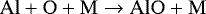 Mathematical equation: \begin{equation*}\centering\mathrm{Al+O+M \rightarrow AlO+M}\end{equation*}