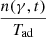 Mathematical equation: $ \frac{n(\gamma,t)}{T_{\mathrm{ad}}} $
