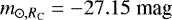 Mathematical equation: $m_{\odot, R_{\textrm{C}}} = -27.15{\;}\textrm{mag}$