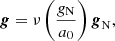 Mathematical equation: $$ \begin{aligned} \boldsymbol{g} = \nu \left(\frac{g_{\rm N}}{a_0}\right) {\boldsymbol{g}_{\rm N}}, \end{aligned} $$