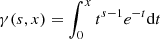 Mathematical equation: $ \gamma(s,x)=\int_0^x t^{s-1}e^{-t}{\rm d}t $