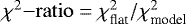Mathematical equation: $\chi^2\mathrm{-ratio} = \chi^2_{\textrm{flat}}/\chi^2_{\textrm{model}}$
