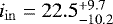 Mathematical equation: $i_{\mathrm{in}}=22.5^{+9.7}_{-10.2}$