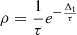 Mathematical equation: $ \rho = \frac{1}{\tau}e^{-\frac{\Delta_{\mathrm{t}}}{\tau}} $