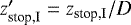 Mathematical equation: $z_{\textrm{stop,I}}^{\prime} = z_{\textrm{stop,I}}/D$