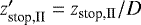 Mathematical equation: $z_{\textrm{stop,II}}^{\prime} = z_{\textrm{stop,II}}/D$