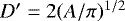 Mathematical equation: $D^{\prime} = 2(A/\pi){}^{1/2}$