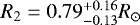 Mathematical equation: $R_2 = 0.79^{+0.16}_{-0.13} R_{\odot}$