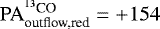 Mathematical equation: $\rm{PA}_{\textrm{outflow,red}}^{{}^{13}\textrm{CO}}={+}154$