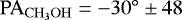 Mathematical equation: $\mathrm{PA_{CH_{3}OH}}={-}30^{\circ}\pm48$