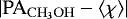 Mathematical equation: $|\rm{PA}_{\mathrm{CH_{3}OH}}-\langle\chi\rangle|$