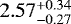 Mathematical equation: $2.57^{+0.34}_{-0.27}$
