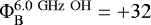 Mathematical equation: $\Phi_{\rm{B}}^{\rm{6.0~GHz~OH}}={+}32$
