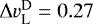 Mathematical equation: $\Delta v_{\textrm{L}}^{\rm{D}}=0.27$