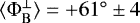 Mathematical equation: $\langle\Phi_{\rm{B}}^{\perp}\rangle={+}61^{\circ}\pm4$