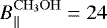 Mathematical equation: $B_{||}^{\mathrm{CH_3OH}}=24$