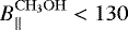 Mathematical equation: $B_{||}^{\mathrm{CH_3OH}}<130$