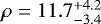 Mathematical equation: $\rho = 11.7^{+4.2}_{-3.4}$