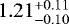 Mathematical equation: $1.21^{+0.11}_{-0.10}$