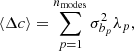 Mathematical equation: $$ \begin{aligned} \langle \Delta c\rangle = \sum _{p=1}^{n_{\rm modes}} \sigma _{b_p}^2 \lambda _p, \end{aligned} $$