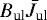 Mathematical equation: $B_{\textrm{ul}}{}\bar{J}_{\textrm{ul}}$