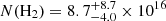 $ N(\mathrm{H}_2) = 8.7^{+8.7}_{-4.0} \times 10^{16} $