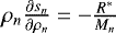 Mathematical equation: $\rho_n\frac{\partial s_n}{\partial \rho_n}=-\frac{R^*}{M_n}$