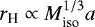 Mathematical equation: $r_{\textrm{H}}\propto M_{\textrm{iso}}^{1/3} a$