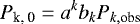 Mathematical equation: \begin{equation*} P_{\textrm{k, 0}} = a^k b_k P_{ k, \textrm{obs}} \end{equation*}