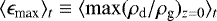 Mathematical equation: $\langle\epsilon_{\textrm{max}}\rangle_{t} \equiv \langle\mathrm{max}(\rho_{\textrm{d}}/\rho_{\textrm{g}})_{z=0}\rangle_{t}$