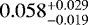 Mathematical equation: $0.058^{+0.029}_{-0.019}$
