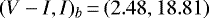 Mathematical equation: $(V-I, I)_b\,{=}\,(2.48, 18.81)$
