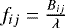 Mathematical equation: $f_{ij}=\frac{B_{ij}}{\lambda}$
