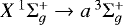 Mathematical equation: $X\,^{1}\Sigma_g^+\rightarrow a\,^3\Sigma_g^+$
