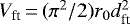 Mathematical equation: $V_{\textrm{ft}}\,{=}\,(\pi^{2}/2) r_{0} d_{\textrm{ft}}^{2}$