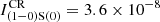 Mathematical equation: $ I_{\mathrm{(1-0)S(0)}}^{\mathrm{CR}}=3.6 \times 10^{-8} $