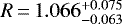 Mathematical equation: $R\,{=}\,1.066^{+0.075}_{-0.063}$