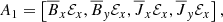 $$ \begin{aligned} A_{1} = \left[\overline{B}_x\mathcal{E} _x, \overline{B}_{ y}\mathcal{E} _x,\overline{J}_x\mathcal{E} _x, \overline{J}_{ y}\mathcal{E} _x\right], \end{aligned} $$