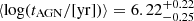 $ \left\langle \log(t_{\mathrm{AGN}}/[\mathrm{yr}])\right\rangle=6.22_{-0.25}^{+0.22} $
