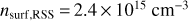 ${n_{{\text{surf,RSS}}}} = 2.4 \times {10^{15}}{\text{c}}{{\text{m}}^{ - 3}}$
